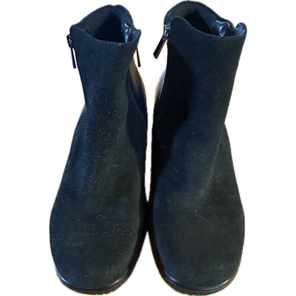 Drew Shoes - Drew Kool Boots Women's Ankle Bootie Black Leather Size 11.5 Double Side Zippers